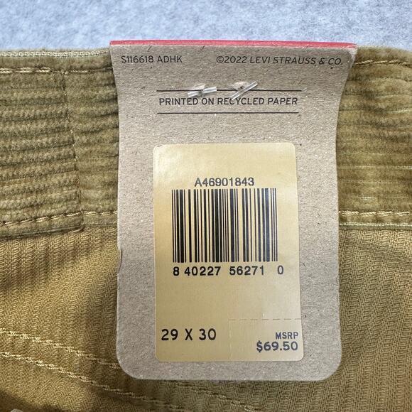 Levi's Corduroy Pants Mens 29x30 Golden Tan Straight Regular Fit 5-Pocket Cotton - Picture 4 of 9